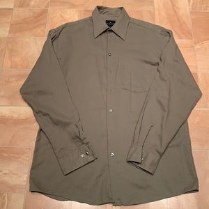 Kenneth Cole Men's Green Waffle Knit Casual Long Sleeve Button Down Shirt